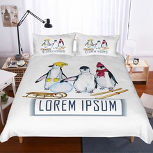 Cute Penguin and Cartoon Animals Background White Bedding Sets Soft Bedclothes Duvet Cover Pillowcases 2/3Pcs Kids Bed Cover 2024 - buy cheap