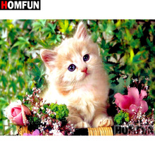 HOMFUN Full Square/Round Drill 5D DIY Diamond Painting "Animal cat flower" Embroidery Cross Stitch 3D Home Decor A10988 2024 - buy cheap