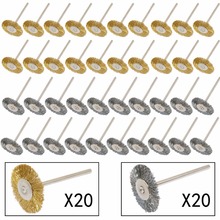 40 PC Brass Steel Wire Cup Wheel Brushes Dremel Die Grinder Accessories Rotary Tools Polishing Buffing Clean Wheels Shank 3mm 2024 - buy cheap