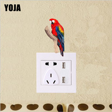 Yoja adorável papagaio decoração interruptor de parede adesivo sala estar quarto decalques personalizados 10ss0326 2024 - compre barato