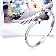 Прямая доставка Женское кольцо палец регулируемые крылья Ангела в форме серебристый, плакированный очаровательное Ювелирное кольцо-0066 2024 - купить недорого