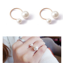 2019 Fashion Imitation Pearl Ring Exaggeration U-shaped Opening Adjustable Rings For Women Statement  Jewelry Party Gift WD348 2024 - buy cheap