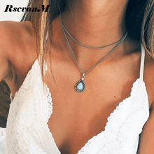 New Fashion Double Horn Necklace Crescent Water Drop Necklace Boho Jewelry Minimal Girlfriend Gift drop shipping 2024 - buy cheap