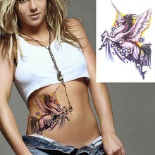 Водостойкая Временная тату-наклейка, летающая лошадь, тату-наклейки флэш-тату, искусственные татуировки для женщин 2022 - купить недорого
