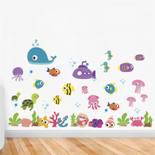 & cartoon animals wall stickers bedroom kids rooms home decor underwater world fish bubble wall decals diy poster pvc mural art 2024 - buy cheap