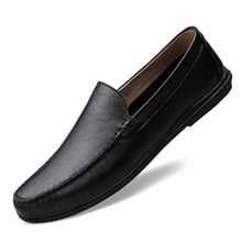 Classical Men Leather Casual Flat Shoes Luxury Slip on Men's Business Fashion Loafers Shoes Brown Black Man Moccasins Plus Size 2024 - buy cheap