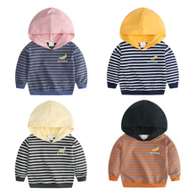 Suéter infantil de manga comprida com capuz, jaqueta listrada para bebês meninos e meninas, outono 2019 2024 - compre barato