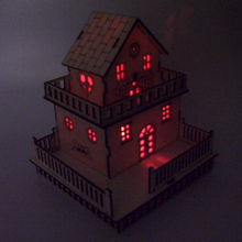 2Pcs Wooden Doll House Miniature Creative Villa with LED Light Home Decoration 2024 - buy cheap