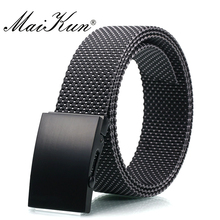 Maikun-cinturones de nailon para hombre y mujer, cinturones tácticos militares con hebilla deslizante de Metal cuadrada, Unisex 2024 - compra barato