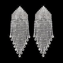 Brincos de casamento femininos com strass e borla longa, brincos de pendurar pendentes de cristal, luxuoso, para mulheres 2024 - compre barato