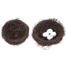 Artesanato acessórios de pássaros artificiais ninho de simulação ovos modelo micro fada jardim decoração miniatura estatuetas brinquedos 2024 - compre barato