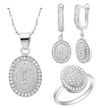 Pendant ring Earrings  Sets UK silver set made Austria crystal egg shaped full jewelry 2024 - buy cheap
