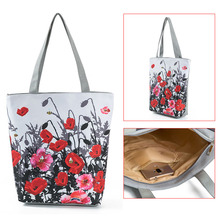 Hot Floral Printed Tote Handbag Female Large Capacity Canvas Shoulder Bag Summer Beach Bag BVN66 2024 - buy cheap