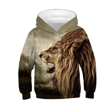 Sudaderas deportivas con capucha para niños y niñas, sudaderas con dibujo de Lobo y León, abrigos de otoño, Tops de 4 a 13 años 2024 - compra barato