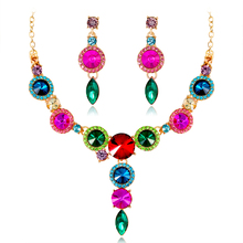 FARLENA Multicolor Round Crystal Necklace Earrings for Women Wedding Accessory Fashion Rhinestones Bridal Jewelry sets 2024 - buy cheap