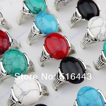 New Arrival 5pcs Women Mens Jewlery Mix Egg Oval Turquoise Stone Antique Silver Vintage Rings Wholesale Jewelry A-913 2024 - buy cheap