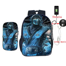 Escorpião Em Mortal Kombat X Máscara 2 Pçs/set Sacos De Escola para Adolescentes Estudantes Carga USB Laptop Mochila Casuais Sacos De Viagem 2024 - compre barato