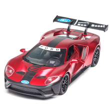 1:32 modelo de carro ford gt, modelo de carro em liga metálica, porta aberta com som de simulação e som, enfeite com luz para trás, presente de carro esportivo 2024 - compre barato