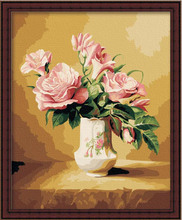 Mahuaf-a611 Картина по номерам Розы в вазе Сделай сам цифровой картины маслом на холсте ручная роспись цветок картины для дома декор 2024 - купить недорого