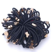 1pcs Black Elastic Hair Rope Headband Hair Accessories for Women Girls Metal Rubber Band Hair Rope Headwear 2024 - buy cheap