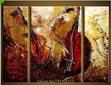 Hot Hand Painted On Canvas Oil Painting 3 Panel Set Red Modern Abstract Music Home Decoration Wall Art Picture For Living Room 2024 - buy cheap