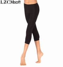 LZCMsoft детские танцевальные брюки из спандекса и лайкры с низкой талией эластичный пояс для девочек гимнастические леггинсы 3/4 капри для фитнеса для детей 2024 - купить недорого