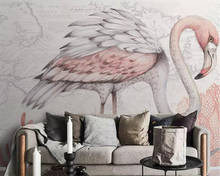 Beibehang Custom wallpaper European creative flamingo TV background wall mural living room bedroom background mural 3d wallpaper 2024 - buy cheap