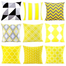 Funda de almohada de terciopelo para decoración del hogar, cubierta de cojín geométrica de color amarillo y gris para sofá, 45x45cm, venta al por mayor 2024 - compra barato