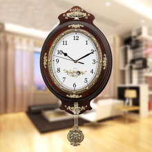 Wooden Vintage Large Wall Clock Modern Design European Clocks With Pendulum Mute Quartz Clock Movement Home Decor Living Room 2024 - buy cheap