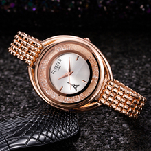 Relojes de acero inoxidable para Mujer, exquisito Reloj de cuarzo informal de oro rosa de lujo con diamantes de imitación, Reloj de hora Satti 2024 - compra barato