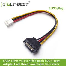 ULT-Best 10 unids/bolsa Cable SATA de 15 pines macho a 4 pines hembra FDD adaptador de disco duro, Cable de alimentación de 20cm 2024 - compra barato