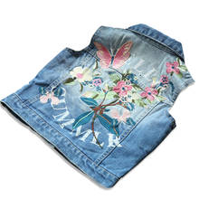 Girl Waistcoat Spring Autumn Kids Vest Jacket 2018 Flower Butterfly Embroidered Denim Vest Child Clothes Girls Clothes 2024 - buy cheap