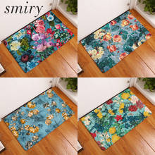 Smiry in front of door floor mats colorful summer floral rose carpets 40*60cm light flannel living room kitchen rugs home decor 2024 - buy cheap