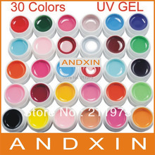 2018 30 Pcs Pure Solid Color UV Builder Gel Set False Full French Tips Nail Art Salon 2024 - buy cheap