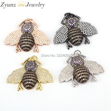 Colgante de abeja de circonia cúbica Micro pavé ZYZ175-9187, 5 uds., abeja, cristal, insectos, collar, joyería 2024 - compra barato