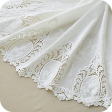 Requintado tecido de algodão branco bordado bilateral flor renda tecido branco 130cm de largura roupas de saia diy acessório de casa 2024 - compre barato