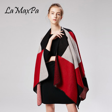 LaMaxPa-Poncho a cuadros para mujer, capa cálida Vintage, abrigo de manta de invierno, chales y garantía, suave y grueso, SYY04 2024 - compra barato