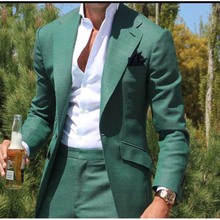 Мужской вечерний костюм, зеленый костюм-смокинг для жениха, индивидуальный пошив, блейзер и штаны, 2019 2024 - купить недорого