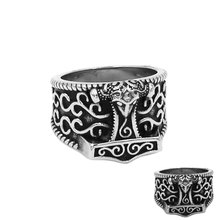 Norse Viking Myth Thor Hammer Ring Stainless Steel Jewelry Tribal Celtic Knot Motor Biker Mens Ring Wholesale 839B 2024 - buy cheap