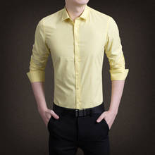 Мужская рубашка с отложным воротником, белая, зеленая, желтая, розовая, фиолетовая, мужские рубашки с длинным рукавом, 2019 2024 - купить недорого