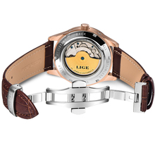 LIGE Fashion Watch Luxury Brand leather Tourbillon Watch Automatic Men Wristwatch Men Mechanical Steel Watches Montre Homme 2020 2024 - buy cheap