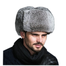 High Quality Mens 100% Real Rabbit Fur Winter Hats Lei Feng hat With Ear Flaps  Warm Snow Caps Russian Hat Bomber Cap 2024 - buy cheap