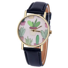 Fashion Cactus Pattern Watch Women Cheap PU Leather Band Wrist Watches Women's Sports Clock Vogue Quartz Watch Relogio #Zer 2024 - buy cheap
