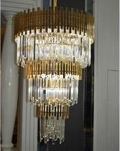 Современная хрустальная Подвесная лампа в скандинавском стиле, Золотая Роскошная лестница, большая люстра, Современная двойная лестница, гостиная, освещение для зала 2024 - купить недорого
