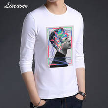 Мужская футболка с длинным рукавом Liseaven, Повседневная футболка с круглым вырезом и принтом, хлопковые топы 2024 - купить недорого
