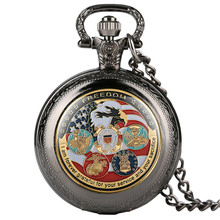 United States Army Pattern Pocket Watches for Women Men Chic Quartz Pocket Watch Retro Thin Chain Gift for Pocket Watch 2024 - buy cheap