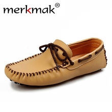 Merkmak Brand Men Genuine Leather Loafers Soft Casual Shoes Cowhide Driving Shoes Comfortable Slip On Moccasins Footwear 2024 - buy cheap