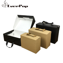 5 шт./партия, картонные коробки с логотипом для обуви, черная, желтая крафт-бумага, гофрированная бумага, складная упаковочная коробка 2024 - купить недорого