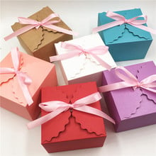 Caja cuadrada de cartón de colores para embalaje de regalo, con cinta, embalaje hecho a mano para Chocolate, galletas, dulces, manualidades, juguete, 10 Uds. 2024 - compra barato