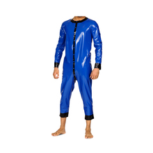 Catsuit de látex, traje de una pieza de manga larga, azul marino y negro, talla XXS-XXL 2024 - compra barato